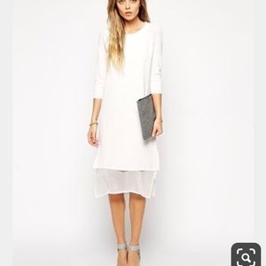 ISO asos in structured knit dress with chiffon hem